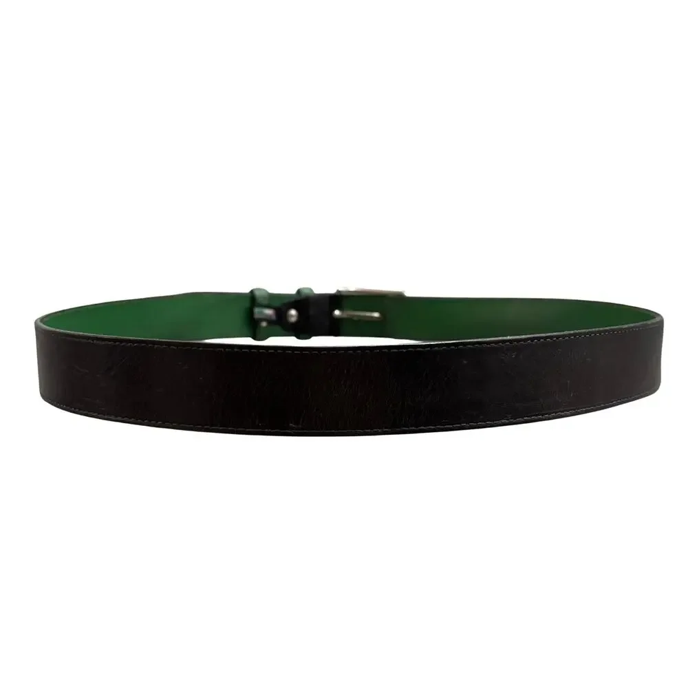 Piero Gabrieli Italy Black Green Leather Dress Belt Men’s Size 42
